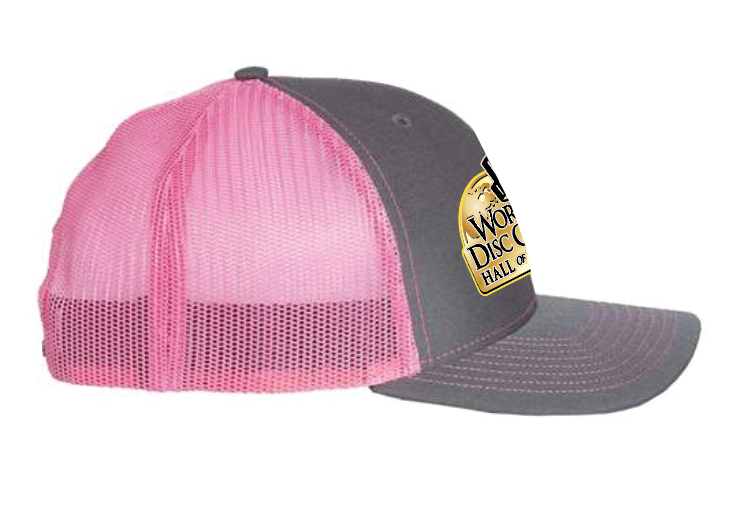 Richardson Snapback Trucker Cap (charcoal/pink) (3d)